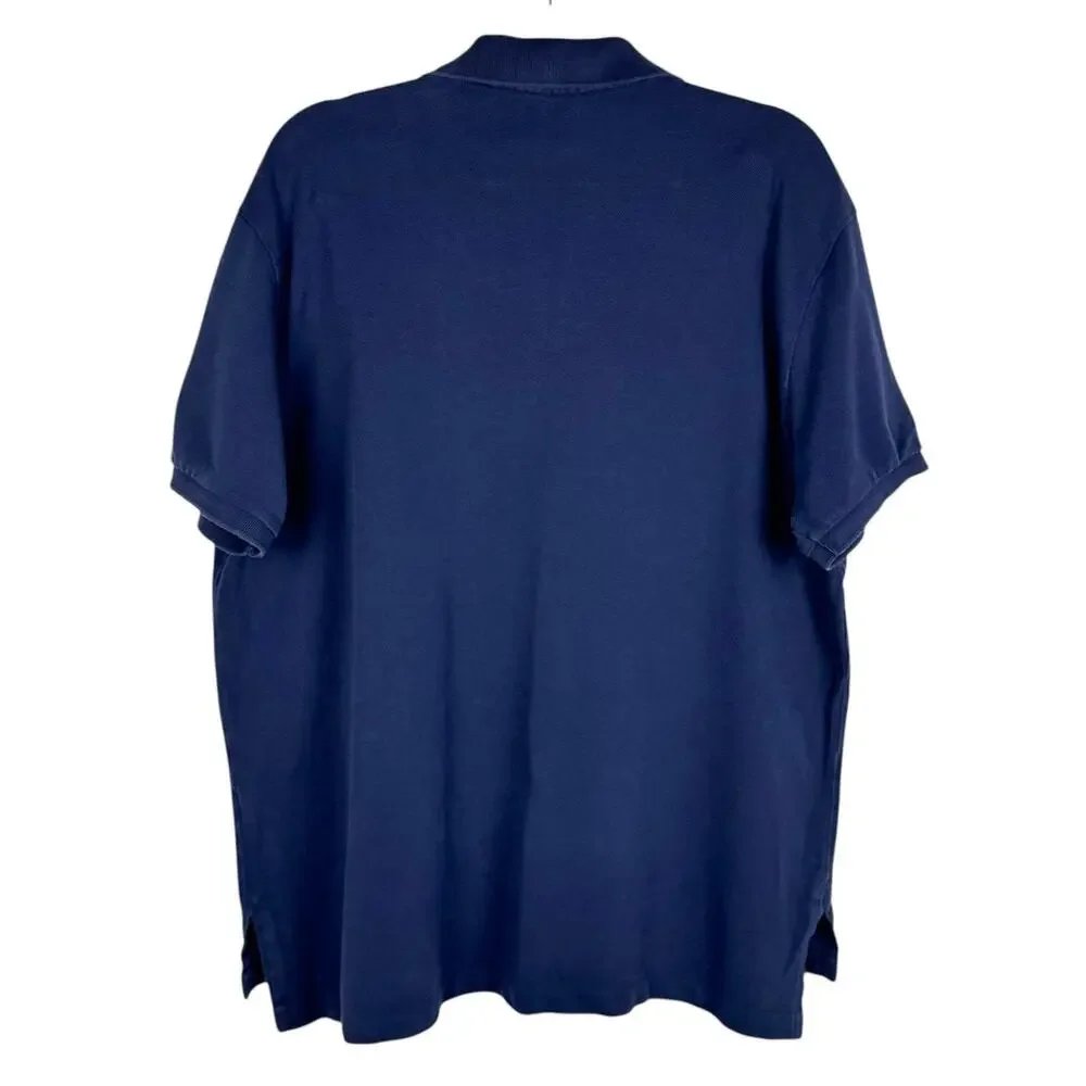 Polo Ralph Lauren‎ Navy Blue Cotton Custom Fit Collared Short Sleeve Top Sz XL